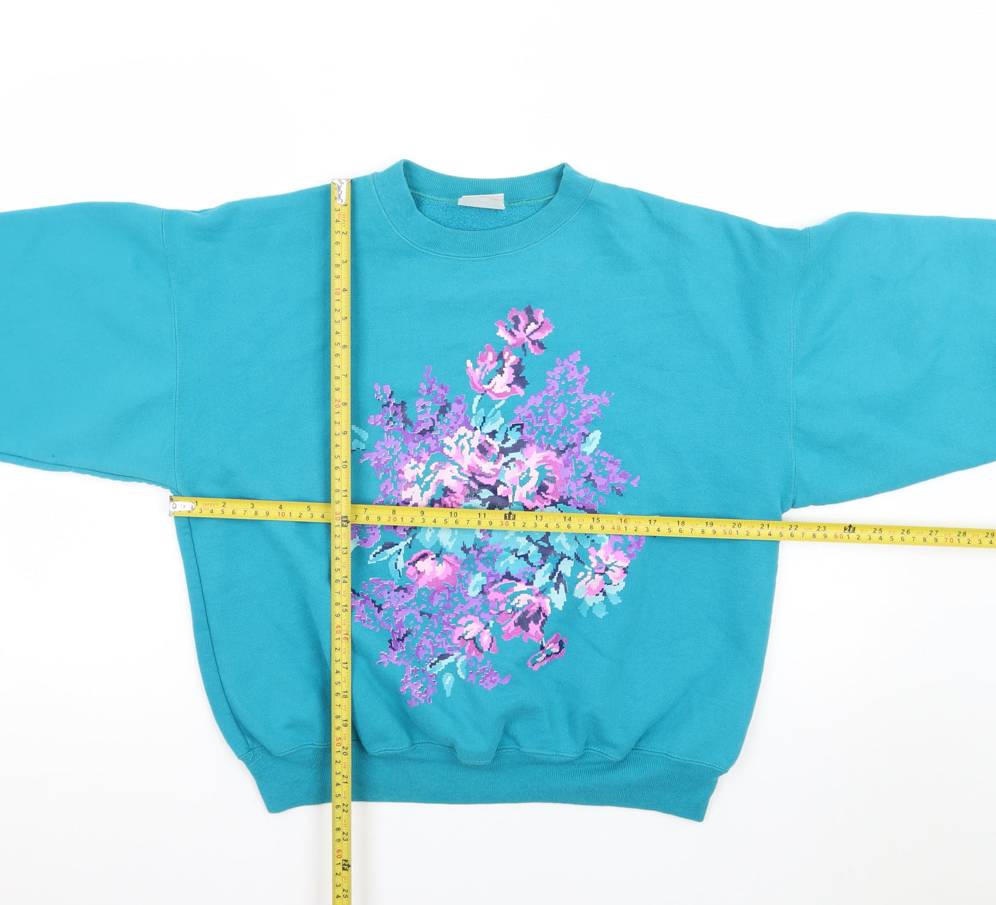 Lady Footlocker Women's Blue Floral Pullover Sweatshirt Size S