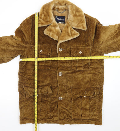 Shanhouse Men’s Brown Corduroy Faux Fur Lined Overcoat Size 40