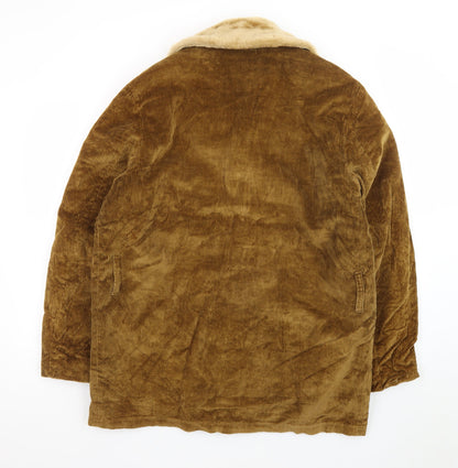 Shanhouse Men’s Brown Corduroy Faux Fur Lined Overcoat Size 40