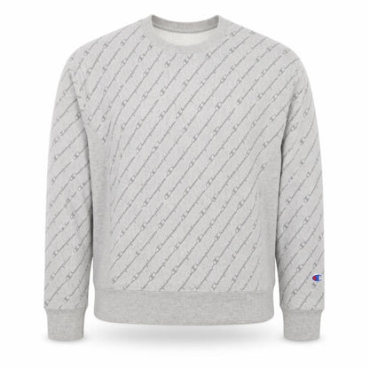 Champion Men's Grey Reverse Weave Logo Crew Neck Sweatshirt Small