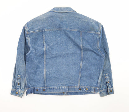 Calvin Mens Blue Denim Button Jacket L Classic 42in Vintage Style