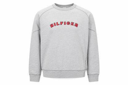 Tommy Hilfiger Men Grey Sweatshirt M Crew Neck Pullover Logo Cotton