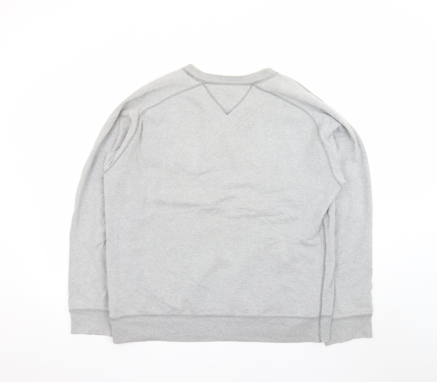 Tommy Hilfiger Men Grey Sweatshirt M Crew Neck Pullover Logo Cotton