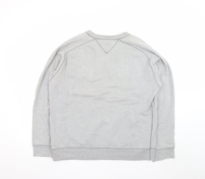 Tommy Hilfiger Men Grey Sweatshirt M Crew Neck Pullover Logo Cotton