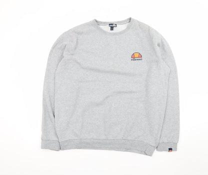 Ellesse Men’s Grey XL Pullover Sweatshirt Crew Neck Logo Fleece