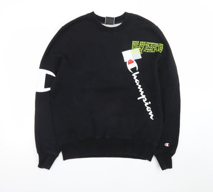 Champion Men's Black Medium Crew Neck Graphic Sweatshirt