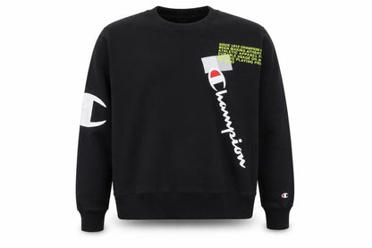 Champion Men's Black Medium Crew Neck Graphic Sweatshirt