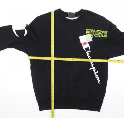 Champion Men's Black Medium Crew Neck Graphic Sweatshirt