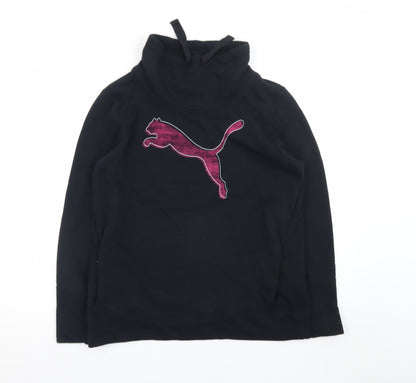 Puma Womens Black Size 16 Pullover Sweatshirt with Pink Logo