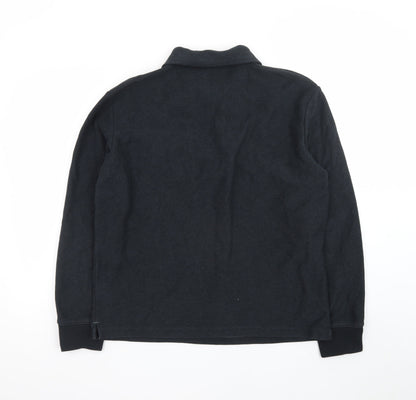 Marks and Spencer Men's Black L 1/4 Zip Collared Sweatshirt