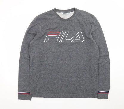 Fila Men's Grey Logo Pullover Sweatshirt Size M