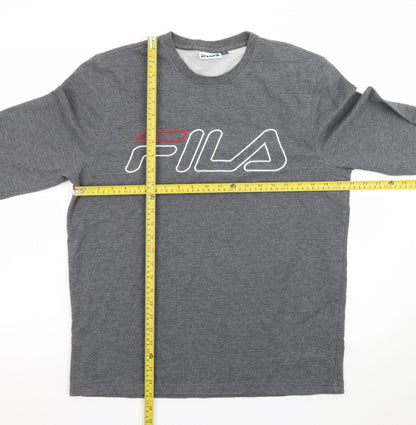 Fila Men's Grey Logo Pullover Sweatshirt Size M