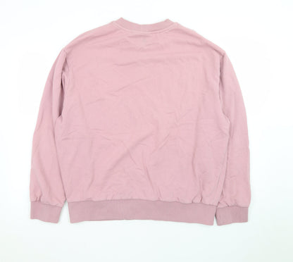 Collusion Mens Pink Crew Neck Cotton Pullover Sweatshirt Size L