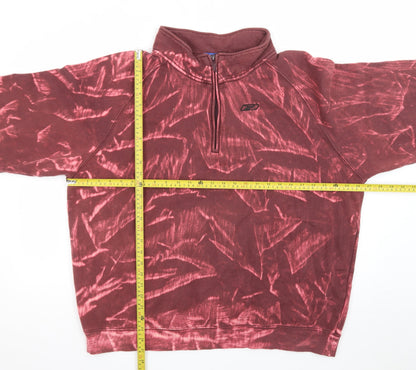 Reebok Men's Burgundy 1/2 Zip Sweatshirt XXL Cotton Blend Tie-Dye Style
