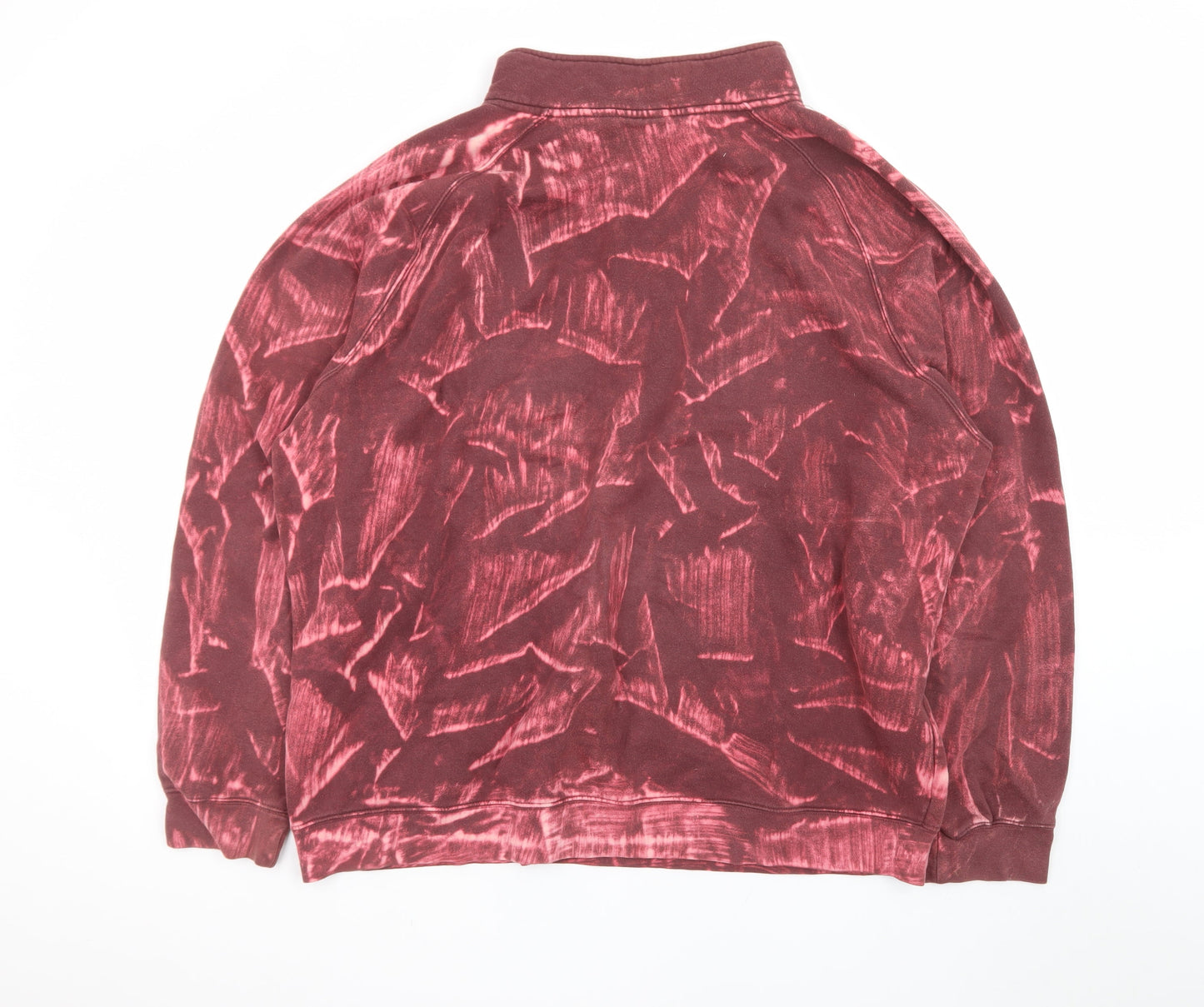 Reebok Men's Burgundy 1/2 Zip Sweatshirt XXL Cotton Blend Tie-Dye Style