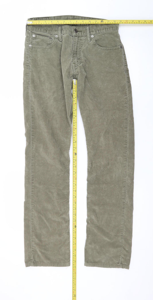 Levi's Men's Green Corduroy 514 Straight Trousers 30x32