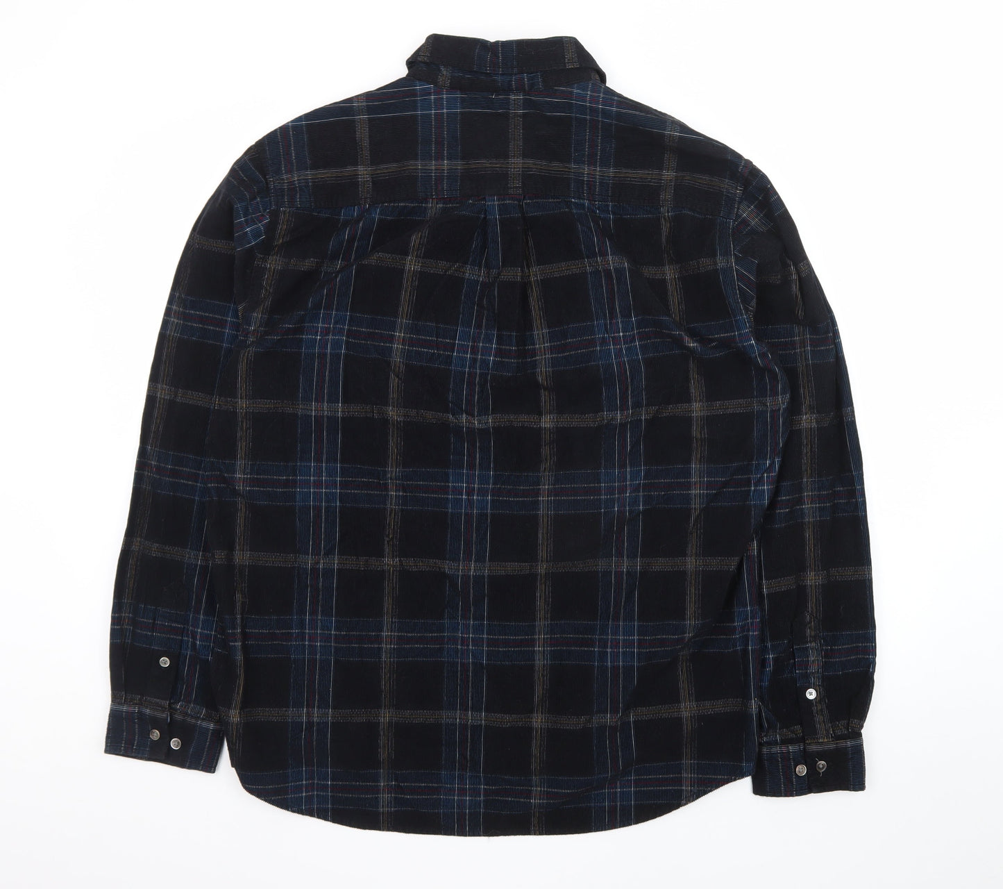 Carbon2Cobalt Men's Blue Plaid Cotton Button-Up Shirt Size L