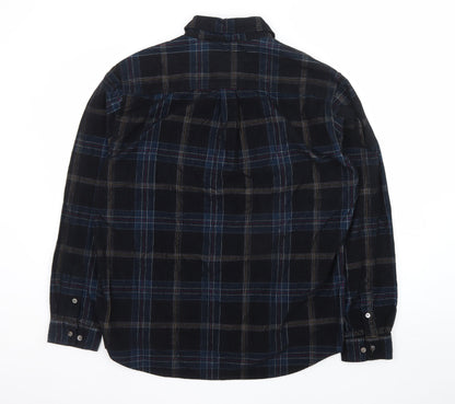 Carbon2Cobalt Men's Blue Plaid Cotton Button-Up Shirt Size L