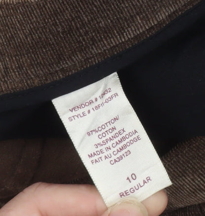 Northern Reflections Women Brown Corduroy Stretch Trousers Size 10 Regular