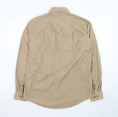 Izod Men’s Beige Corduroy Long Sleeve Button-Up Shirt Size S