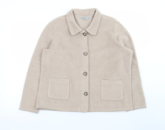 Marks and Spencer Womens Beige Fleece Button Jacket Size 18