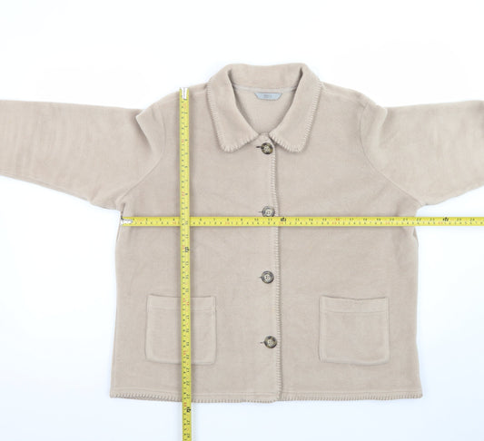 Marks and Spencer Womens Beige Fleece Button Jacket Size 18