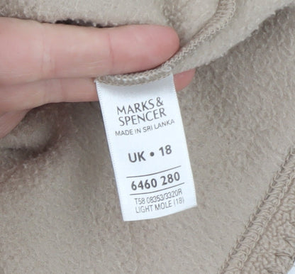 Marks and Spencer Womens Beige Fleece Button Jacket Size 18