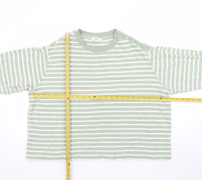 Marks and Spencer Women’s Green Striped Cotton Pullover Jumper XL