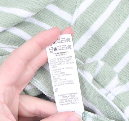 Marks and Spencer Women’s Green Striped Cotton Pullover Jumper XL