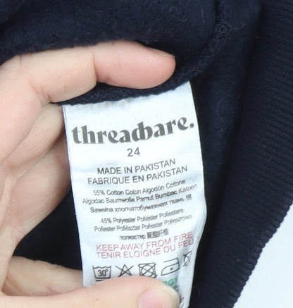 Threadbare Women Navy Courchevel Sweatshirt Size 24 Cotton Blend