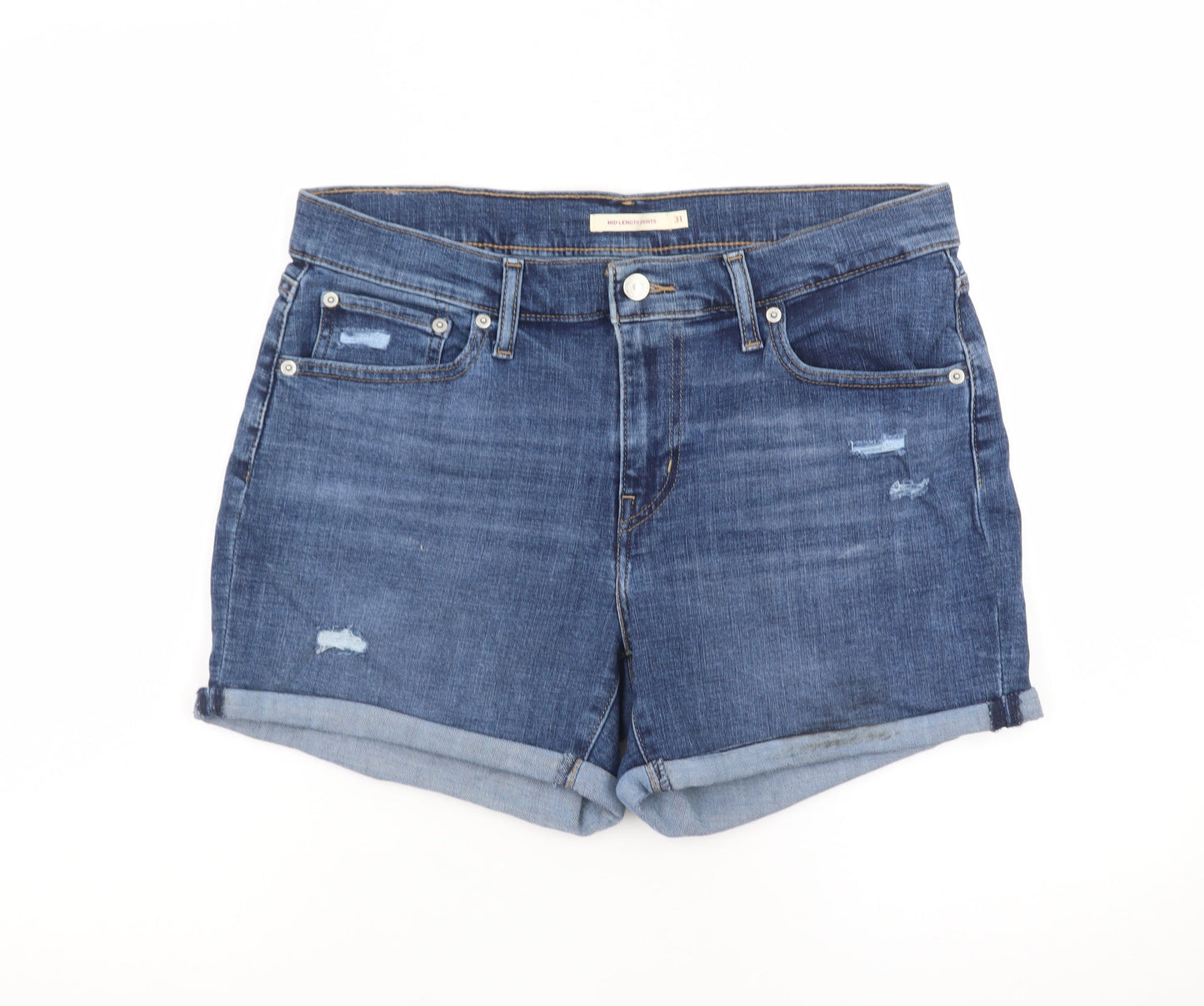 Levi's Women's Blue Denim Boyfriend Shorts Size 14 Stretch