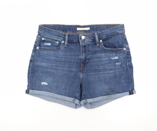 Levi's Women's Blue Denim Boyfriend Shorts Size 14 Stretch