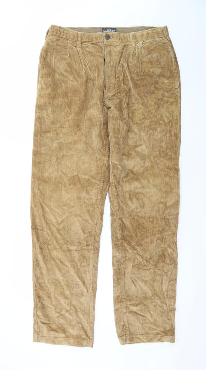 Woolrich Men's Beige Corduroy Pleated Trousers 34W 34L