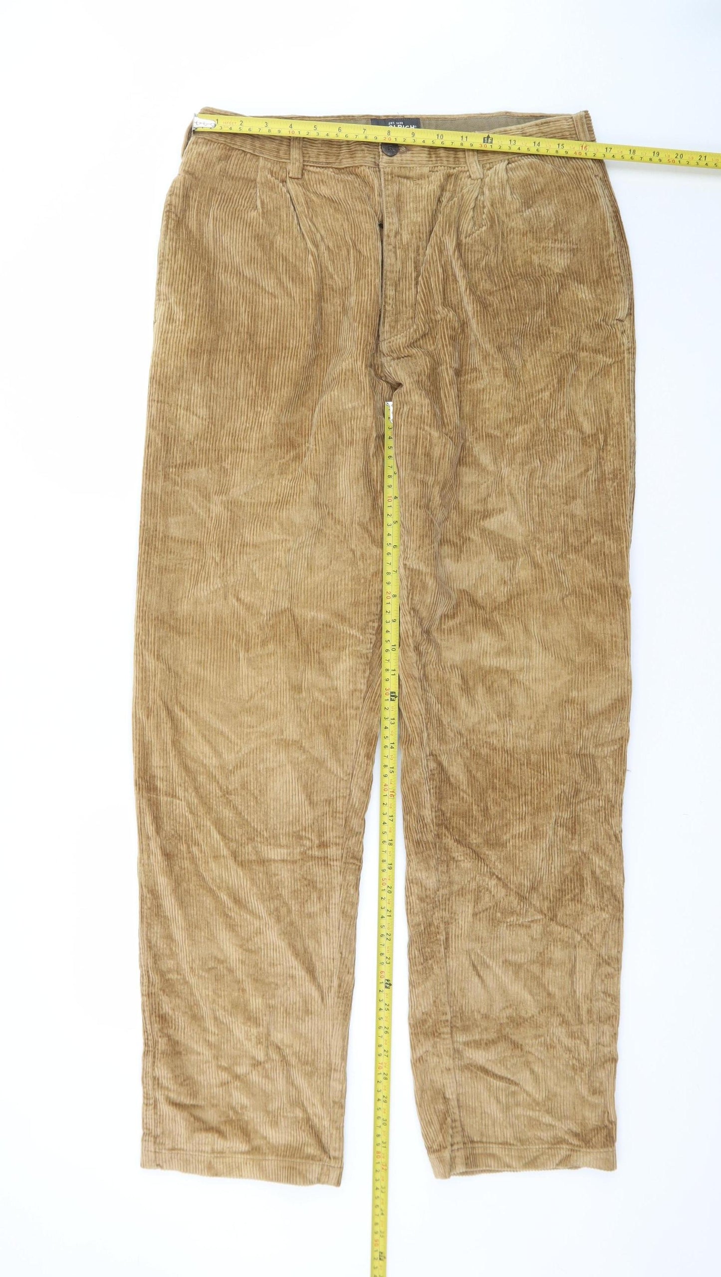 Woolrich Men's Beige Corduroy Pleated Trousers 34W 34L