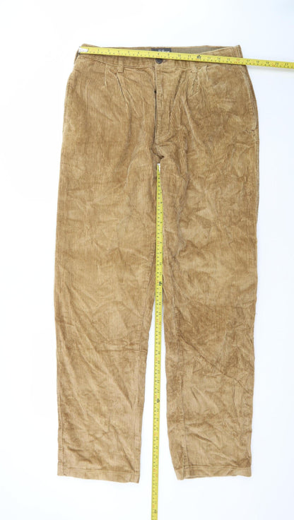 Woolrich Men's Beige Corduroy Pleated Trousers 34W 34L
