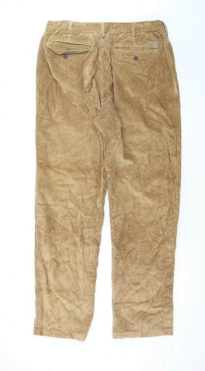 Woolrich Men's Beige Corduroy Pleated Trousers 34W 34L