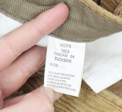 Woolrich Men's Beige Corduroy Pleated Trousers 34W 34L