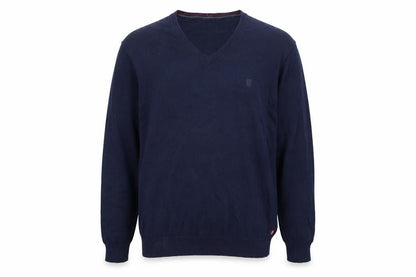 IZOD Men Blue Cotton V-Neck Pullover Jumper XL Classic Knit
