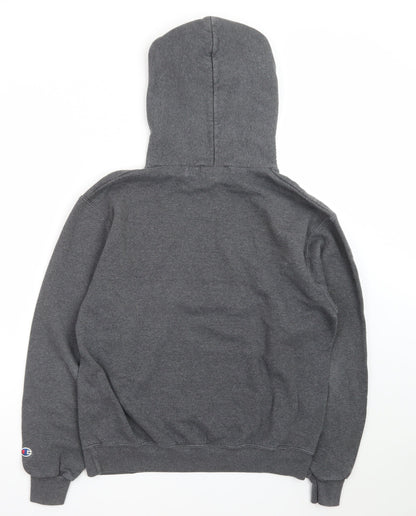 Champion Men's Grey Pullover Hoodie Medium Graphic Fleece