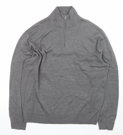 Dockers Men’s Grey 1/4 Zip High Neck Knit Jumper Size L