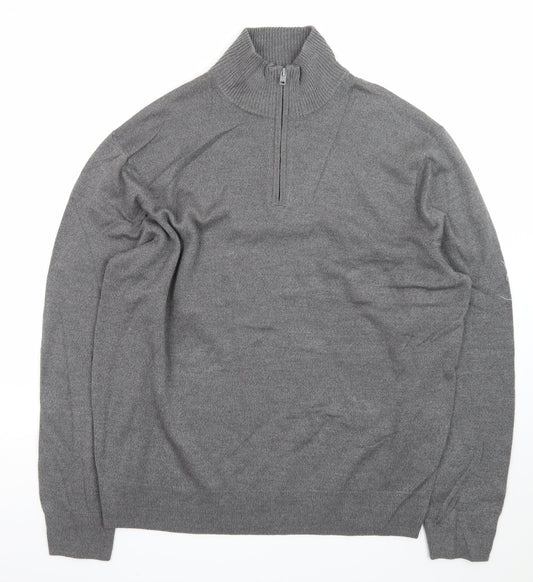 Dockers Men’s Grey 1/4 Zip High Neck Knit Jumper Size L