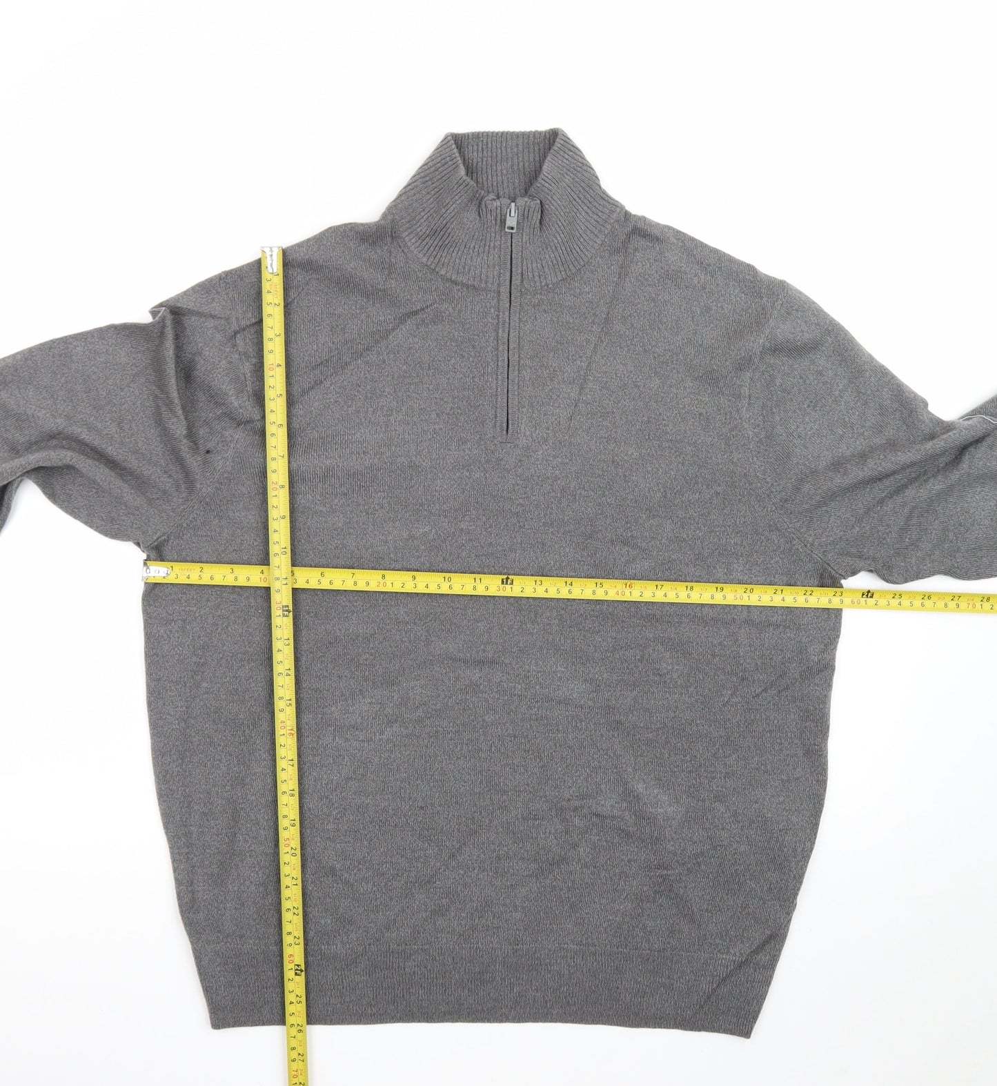 Dockers Men’s Grey 1/4 Zip High Neck Knit Jumper Size L