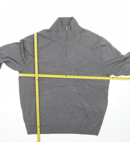 Dockers Men’s Grey 1/4 Zip High Neck Knit Jumper Size L