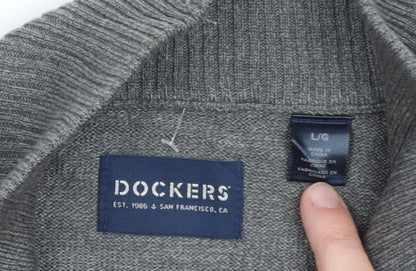 Dockers Men’s Grey 1/4 Zip High Neck Knit Jumper Size L