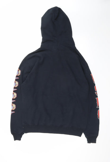 Jerzees Men's Black Marine Corps Pullover Hoodie L Graphic Print