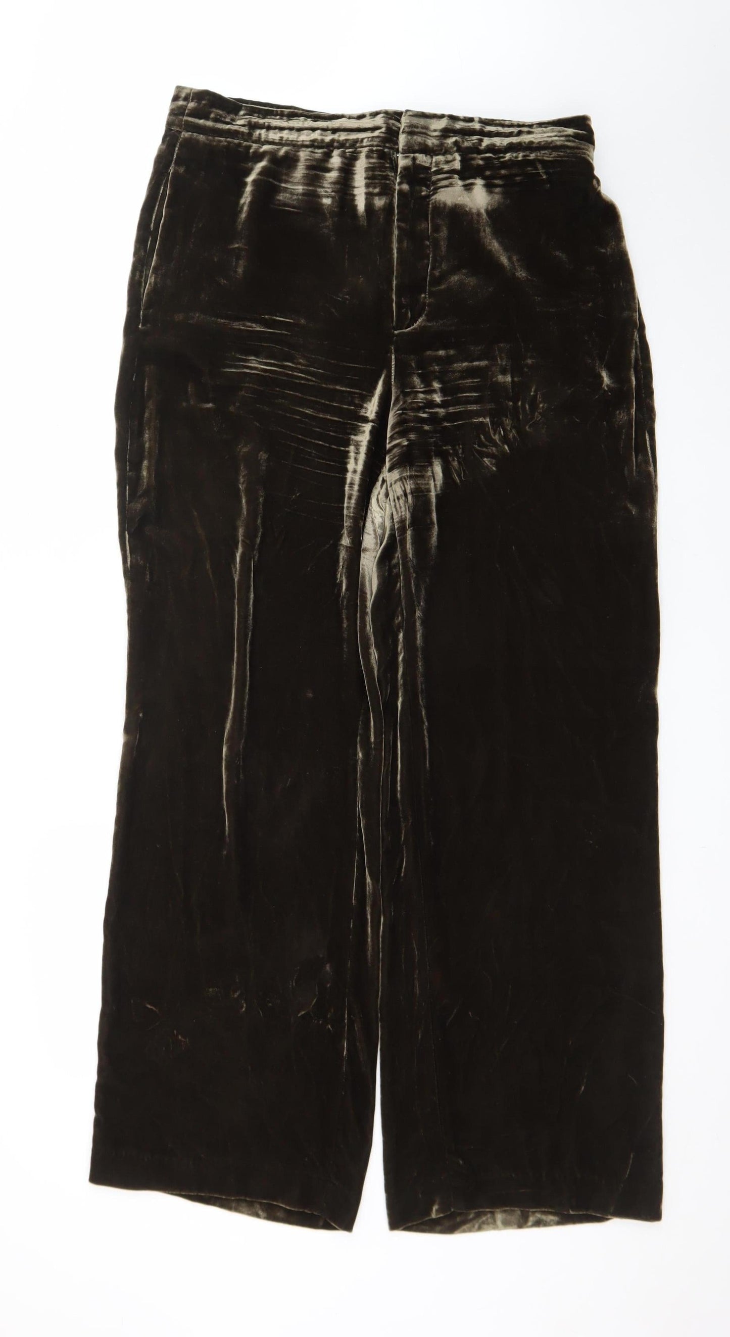 Zara Womens Brown Velvet Wide Leg Trousers Size L