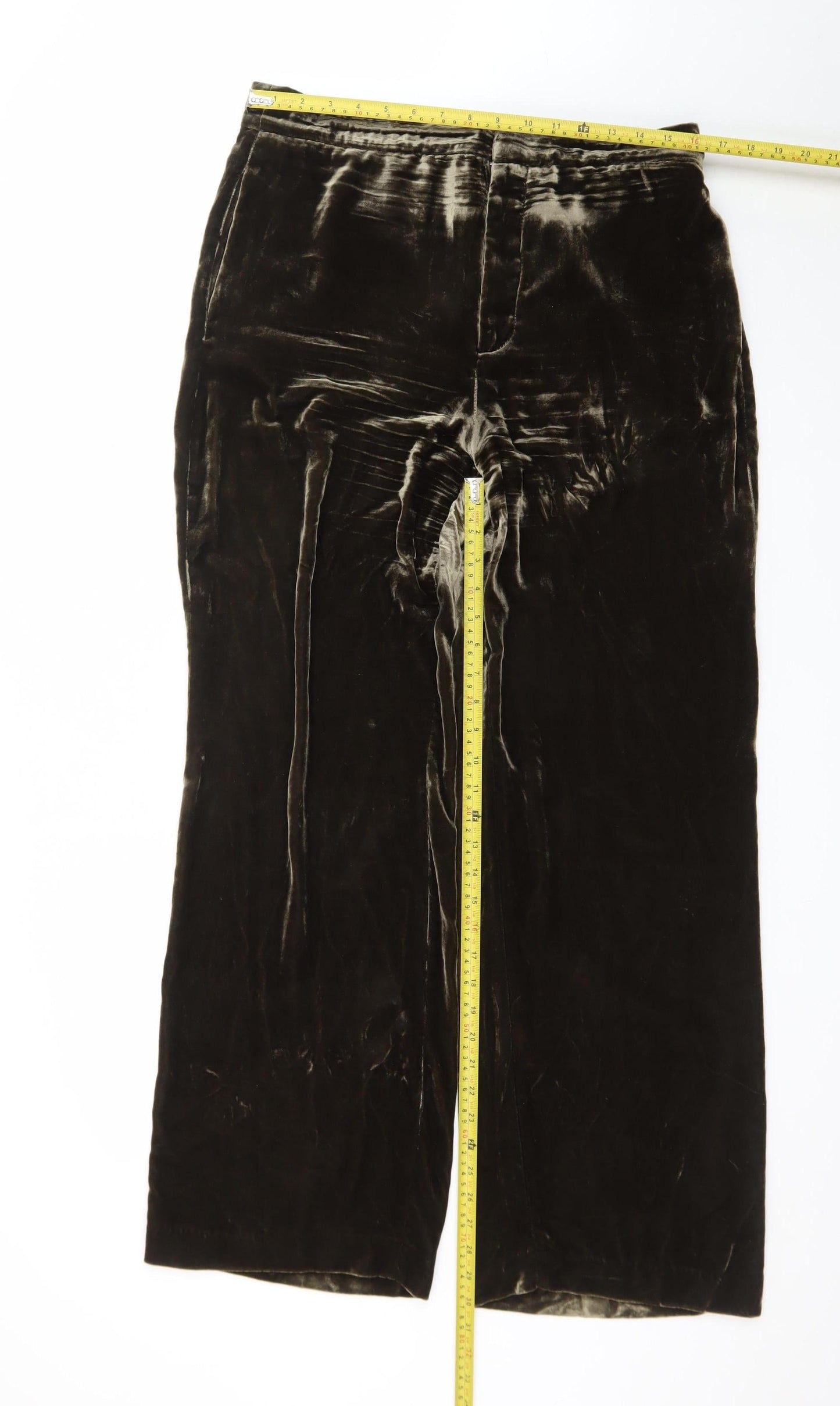 Zara Womens Brown Velvet Wide Leg Trousers Size L