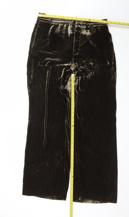 Zara Womens Brown Velvet Wide Leg Trousers Size L