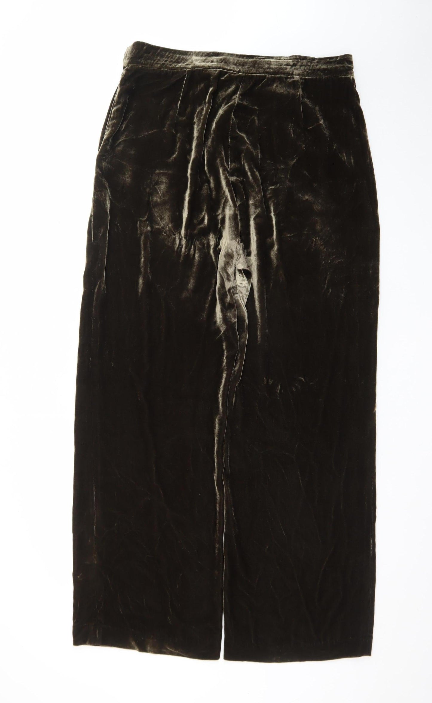 Zara Womens Brown Velvet Wide Leg Trousers Size L