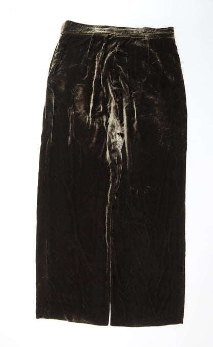 Zara Womens Brown Velvet Wide Leg Trousers Size L